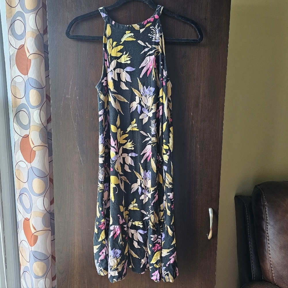 Time and Tru Black and Yellow Floral Dress
